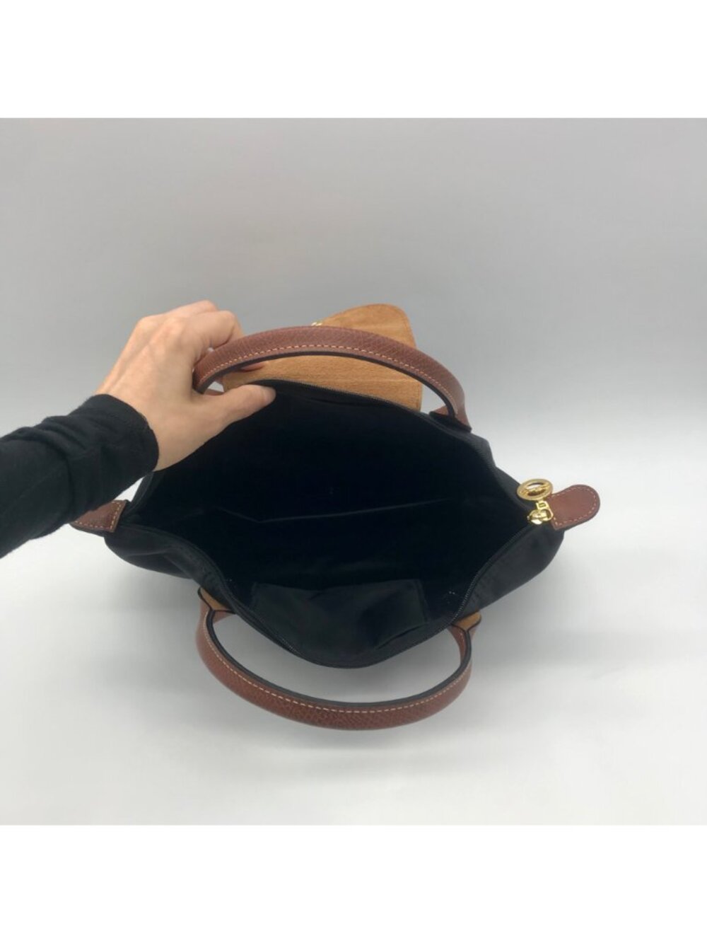 Longchamp Black Nylon Le Pilage Top Handle Reversible Bag - Picture 10 of 11